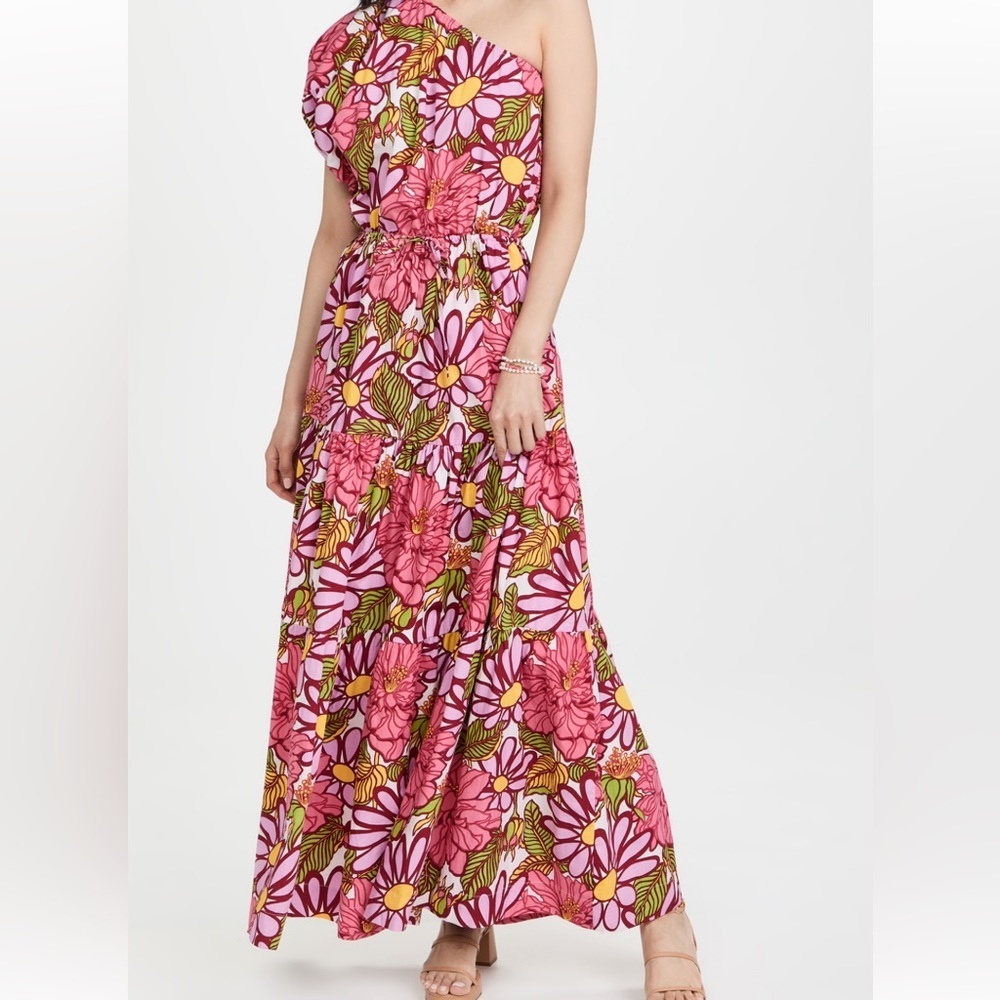 SFW One Shoulder Puff Sleeve Maxi Dress - small - worn once